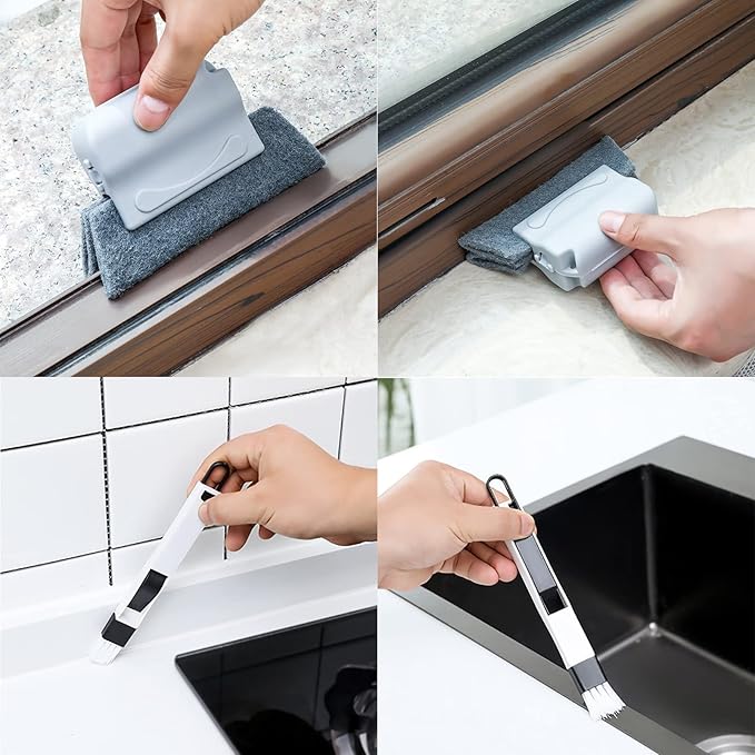 5Pcs Magic Window Cleaning Brush - Groove Gap Corner Crevice Cleaner for Windows and Tracks, Window Track Cleaning Tools