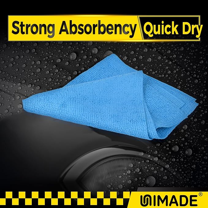 Shop Towels, 100 Pack Commercial Grade Work Rags Microfiber Towels for Cars Cleaning Rags Bulk Detailing Cloth for Automotive Bar Mechanic Restaurant Garage Housekeeping, 11.5"x 11.5", Blue