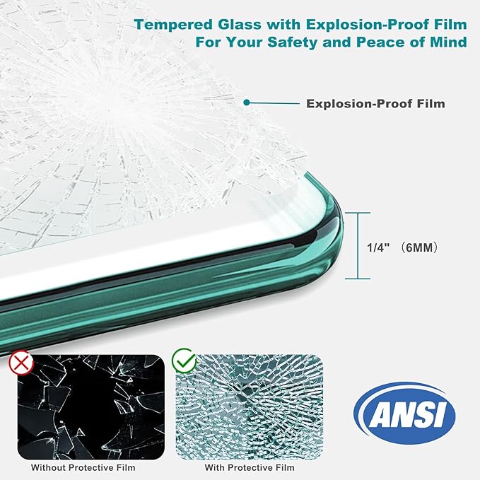 36" D x 36" W x 72" H Neo-Angle Frameless Shower Door, 1/4” (6MM) SGCC Tempered Glass with Explosion-Proof Film and Nano Coating, Brushed Nickel Stainless Steel Frame