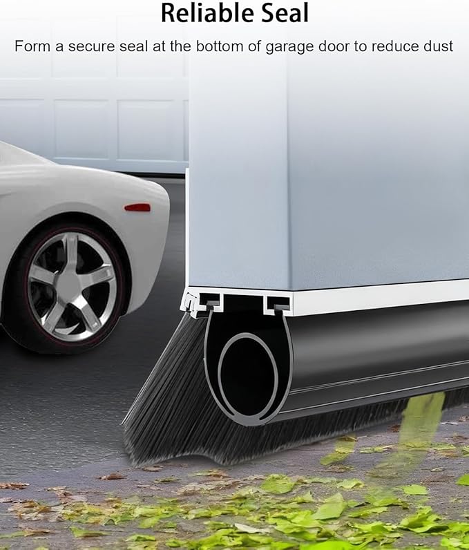 20FT Garage Door Seal Kit and Track Retainer Kit for Steel Sliding Flat Wood Entry Doors Fit for Garage Doors 18 20 FT Wide, with U O Bottom Rubber Brush