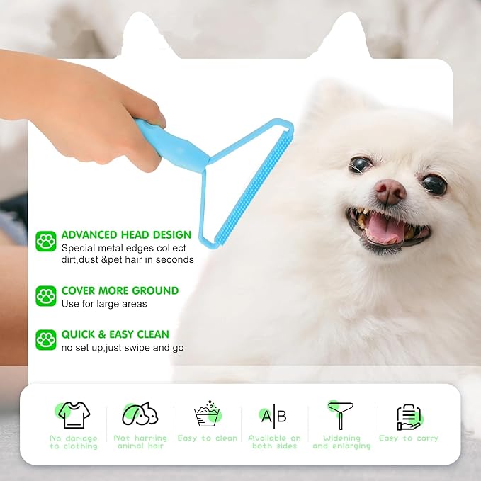 Honeydak 3 Pieces Hair Remover Tool Dog Hair Remover Pro Silicone Cleaner Brush Roller Fuzz Hairball Brush for Carpet Rake, Car Mat, Couch, Pet Bed, Clothes(Green, Light Blue)