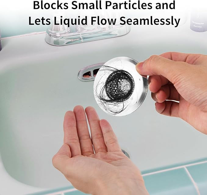 ChefBee Bathroom Sink Drain Strainer - 2PCS 1.22” Stainless Steel Bathtub Shower Tub Drain Cover Hair Catcher, Anti-clogger Filter Plug for Mop Pool, Utility Washbasin, RV Sink