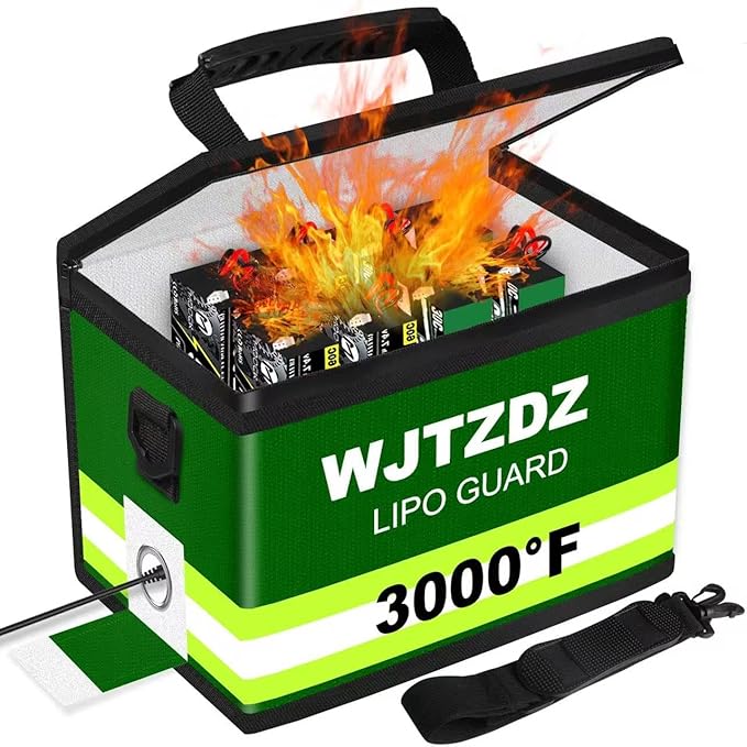 2025 Upgraded Lipo Battery Fireproof Explosionproof Safe Bag,4 Layers of Heat Insulated Materials with Waterproof Zipper/Reflective Strip,Comfortable Handle/Portable Shoulder Strap(8.5x5.7x6.5inch)