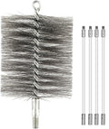50-inch Long Tent Wood Burning Stove Pipe Cleaning Brush with Stainless Steel Bristles, and Chimney Cleaning Wire Brush with 4 Flexible Rods, 3.5'' Brush Heads