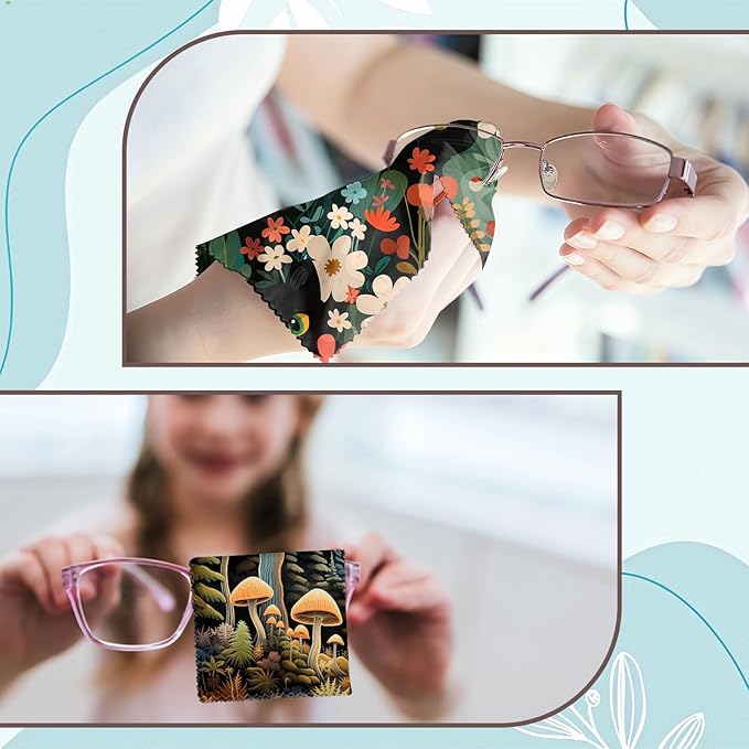 6 PCS Glasses Cleaning Cloth Eyeglass Lens Microfiber Cleaning Cloth Reusable Phone Screens Camera Cute Aesthetic Women Girls(6.3"x6.3")-Green