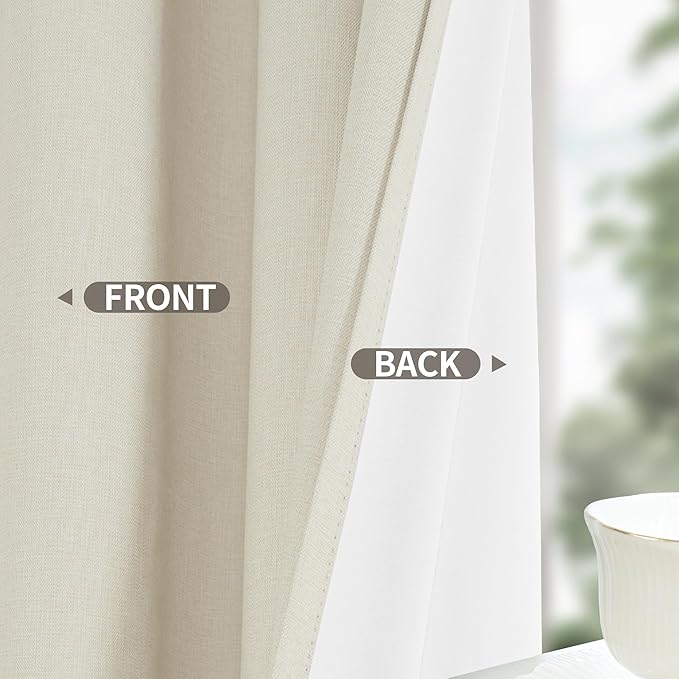 YoungsTex Stone Linen Blackout Curtains 84 Inch Length, Grommet Thermal Insulated Full Room Darkening Long Window Drapes for Bedroom Living Room, 2 Panels, 52 X 84 Inch