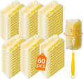 60 Count 360° Heavy Duty Duster Refills Compatible with Swiffer, Large Size-Extra Thick Disposable Electrostatic Feather Duster Refill with 1 Short Handle for Furniture, Blinds, Ceiling Fans