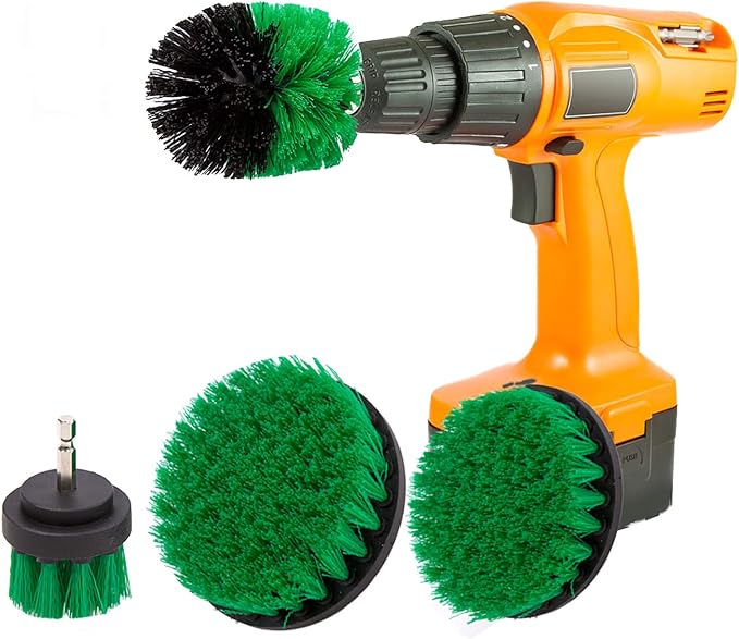 4 Packs Drill Brush Kit, Drill Scrubber Attachment Set for Cleaning Kitchen, Stove, Cabinet, Counter, Carpet, Linoleum