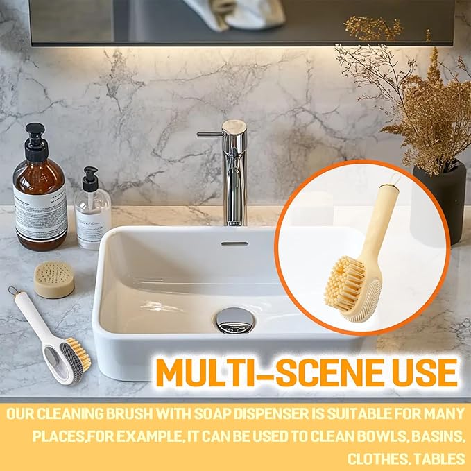 Soap Dispenser Scrub Shoe Brushes for Cleaning, Multi-Function Liquid Adding Soft Fur Cleaning Brush for Stains, Shoe Scrubber Brush,2 Pack