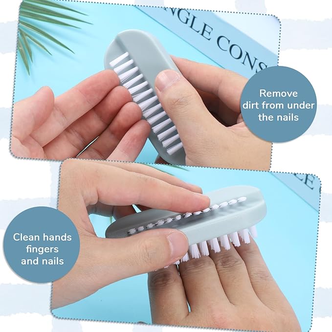 4 Pack Nail Brush for Cleaning Fingernails, Two Sided Fingernail Scrub Brush Soft Stiff Bristles Nails Scrubber Brushes Hand Nail Cleaning Brushes for Hands, Toes Men, Women