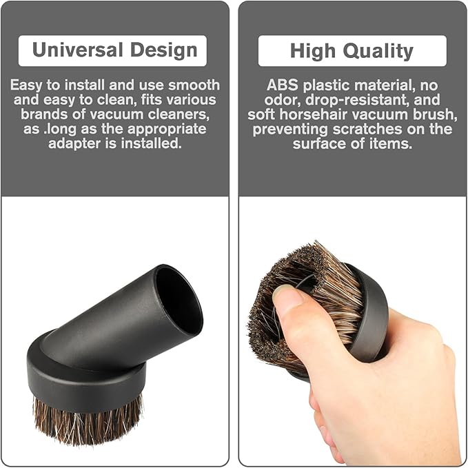 Round Soft Horse Hair Vacuum Brush Attachment For Shark Vacuum Brush Attachment, Vacuum Attachments & Brushes, For Multiple Household Vacuums Cleaners(1-3/8'' Vacuums Dusting Brushs)