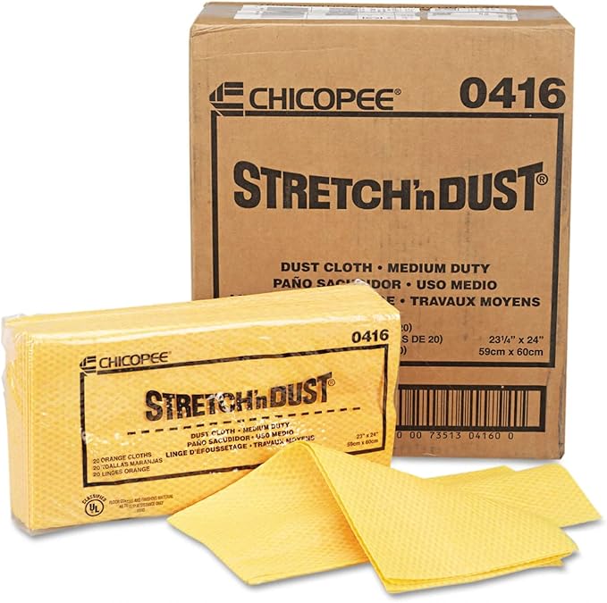 Chicopee 0416 Stretch 'n Dust, Medium Duty 24" x 24" Unfolded Dust Clothes for Furniture, Printers, Electronics, No Spray Needed (Pack of 20)