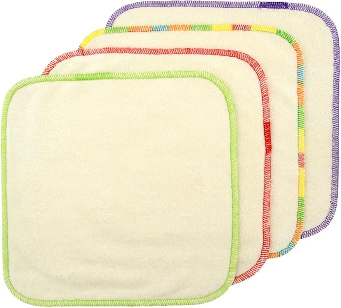 babygoal Reusable Rayon from Bamboo Baby Wipes, 12 Pack Washable Small Size Saliva Towel Face Washcloths, Cloth Wipes 8‘’x8‘’