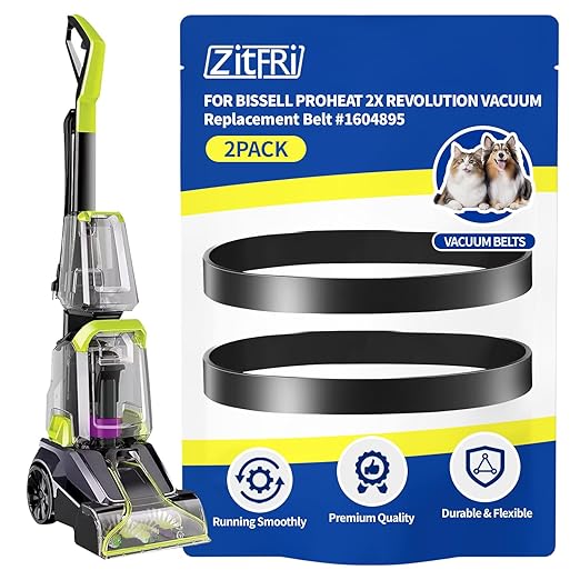 Replacement Belts for Bissell 2910, 2987, 2806, 28062, 29878, 29879, 2190W PowerForce TurboClean PowerBrush Pet Carpet Cleaner, Flat Pump Belt Compatible with Part #1606428 (2 Pack)