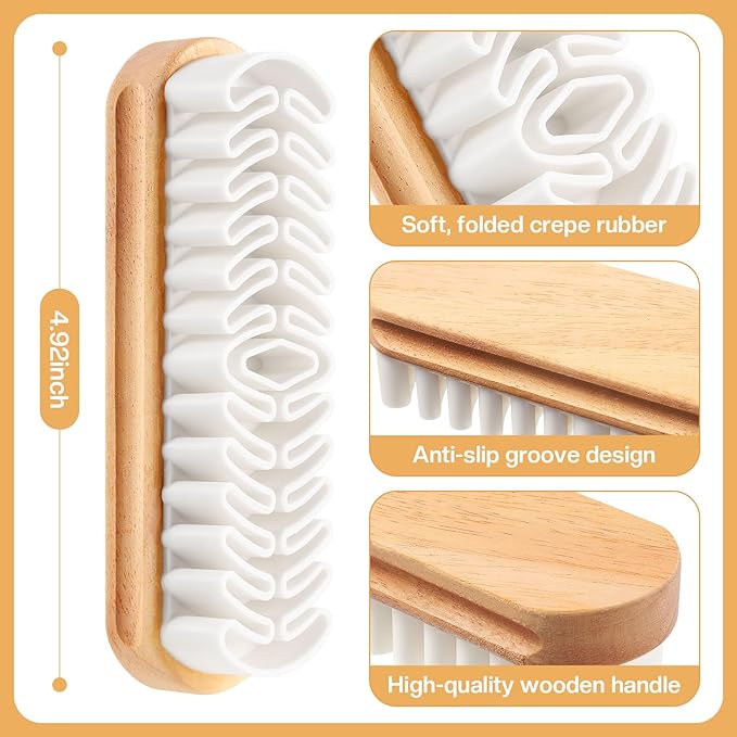 2 Pcs Suede Shoe Brush Nubuck Leather Cleaner Shoes Shine Dauber Crepe Applicators Set with Cleaning Eraser Cloth(2 Suede Brushes)