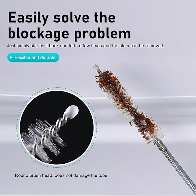WZP Auto Sunroof Drain Cleaning Tool, 61 Inch Flexible Drain Brush, Stainless Steel Brush Rod and Anti-scratch Nylon Bristles, Universal for Car Sunroof Drain Hole Sewers Windshields