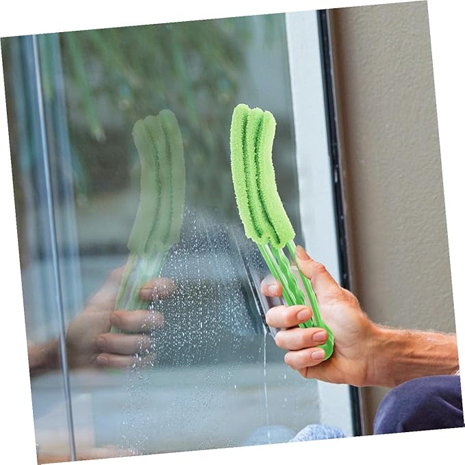 VALICLUD Blinds Cleaning Brush Set 2pcs – 7-Tooth Orange 3-Tooth Green Window Shutter Brushes for Air Conditioner Vent Dust Removal and Home Cleaning