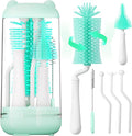 Bottle Brush Set,Travel Bottle Cleaner Kit with Baby Bottle Brush,UV Light,Straw Brush,Nipple Brush,Bottle Drying Rack for Home and Travel