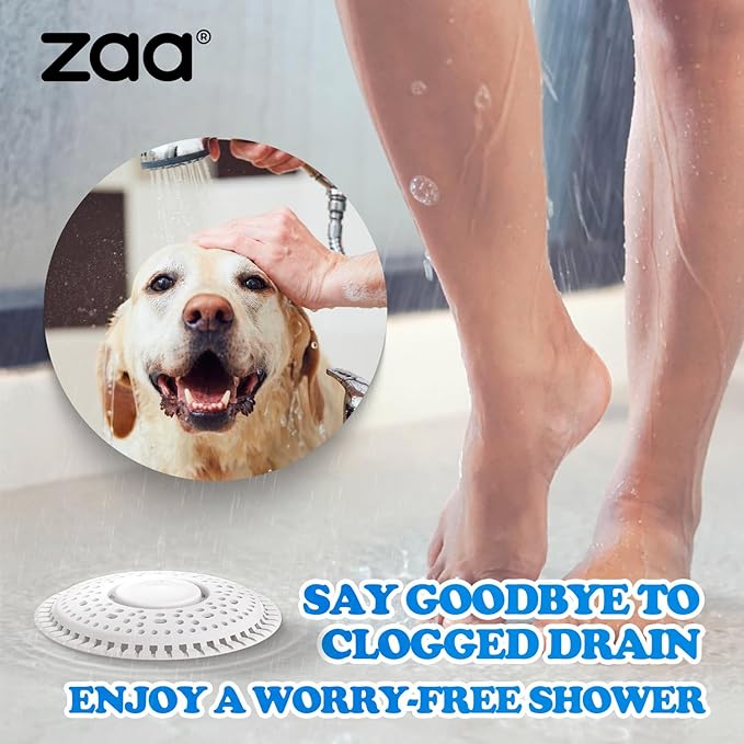 zaa Shower Drain Hair Catcher, 2 Pack Premium Silicone Drain Protector & Shower Drain Cover, Shower Installation Kits for Flat Drains of Shower Room, Bathroom, LightGray
