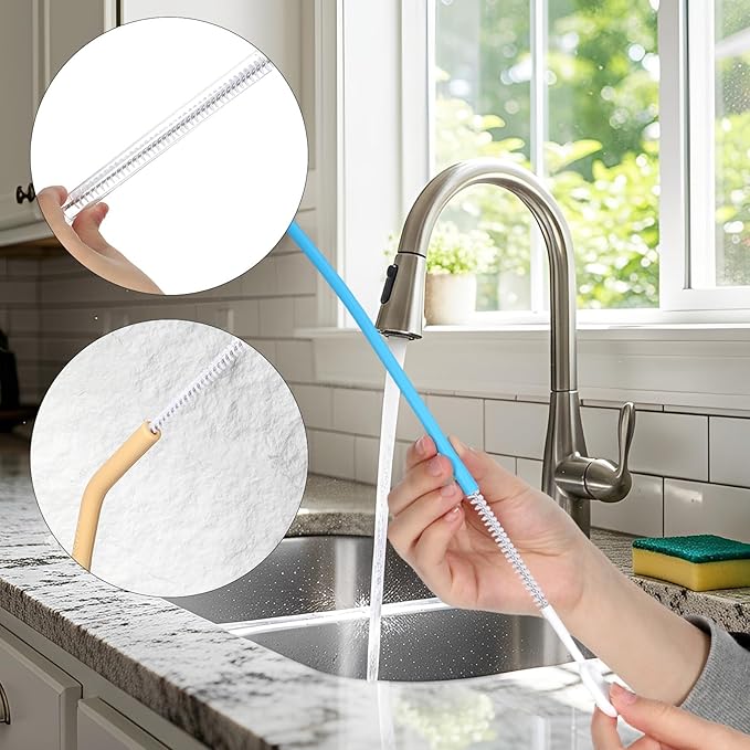 4 Pcs Straw Cleaner Brush, 4 Diameters, 10 Inch Straw Cleaner for Water Bottle, Heavy Duty Cleaning Brush Set for Various Straws, Comfort Grip Handle
