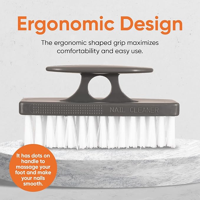 Superio Nail Brush for Cleaning Fingernails, Toe & Foot - All-Purpose Stiff Cleaning Brush for Home, Kitchen, Work - Black
