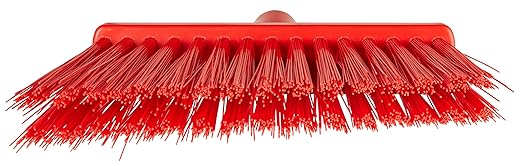 Vikan 29144 Broom,Angle Cut,Stiff,11",PP/PET,Red