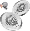 TRAPMATE 2PCS Bathtub Drain Strainer, 2.8" Patented Reversible Shower Tub Drain Hair Catcher, 304 Stainless Steel Drain Cover Protector fits Bathtub & Wash Basin, for Drains Under 2.5 Inches
