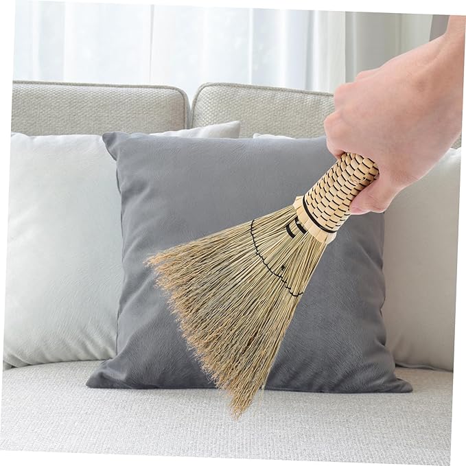 Corn Whisk Broom Handcrafted Mini Dust Brush for Efficient Sweeping of Bedrooms Sofas and Carpets Short Handle Natural Material for Cleaning