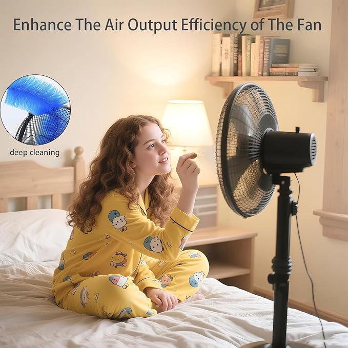 2Pcs Bendable Fan Cleaning Brush,Cobweb Duster with Microfiber Heads, Reusable Fan-Cleaner Brushes Ideal for Air Conditioning Shutters,Fans,Curtains (Blue)