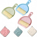 Mini Broom and Dustpan Set (3 Pieces) + Three-Color Cleaning Cloth, Suitable for Cleaning car interiors, Sofas, Kitchens, tabletops, Dining Tables and Desktop Keyboards (Pink, Blue, and Green)