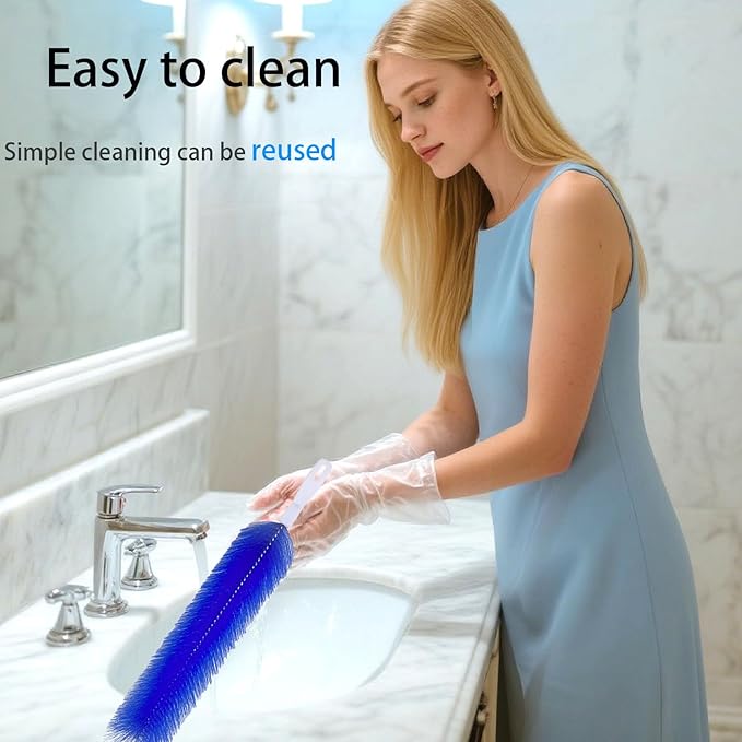 2Pcs Bendable Fan Cleaning Brush,Cobweb Duster with Microfiber Heads, Reusable Fan-Cleaner Brushes Ideal for Air Conditioning Shutters,Fans,Curtains (Blue)