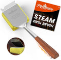 Grill Brush Bristle Free w/Replaceable Yellow Head, Enamel Safe, 17" Long Handle Grill Cleaner for Outdoor BBQ & Griddle, MAX Stainless Steel Scraper, Corner Reach for Cast Iron Steel