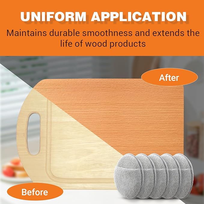 6Pcs Microfiber Applicator Pads for Cutting Board Oil, Reusable Wax Applicator Microfiber & Sponge Pads for Scratch-Free Cutting Board Maintenance & Versatile Home Polishing (5 Inch, Grey)
