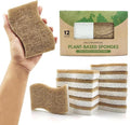 Natural Kitchen Sponge - Eco-Friendly Dish Sponges for Kitchen, Pack of 12 – Biodegradable Cellulose & Coconut Fiber Scrubbers – Sustainable Household Cleaning Sponges