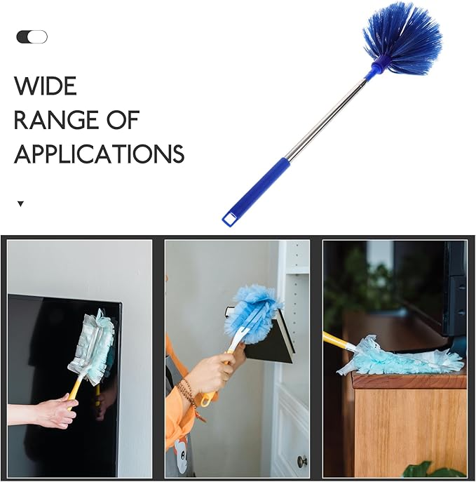 Extendable Cobweb Cleaning Brush with Long Handle for Indoor and Outdoor Use Spiderweb Cleaner Duster for Ceiling Fans Hard-to-Reach Corners and Furniture