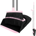 Pink Broom with Dustpan Combo Set, 51" Long Handle Household Kit for Home for Pet Hair