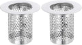 uxcell 2 Pack Shower Drain Strainers, 2" x 2.2" Stainless Steel Floor Drain Strainer Deep Sink Hair Catcher for Kitchen Bathroom Balcony Floor Drain, Fit Hole Size 1.38" to 2.17"