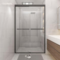 Shower Door 44-48" W * 72" H, Matte Black Double Sliding Shower Door with 1/4"(6mm) Tempered Glass, Shower Glass Door Easy to Clean