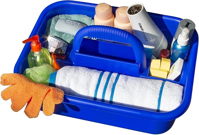Akro-Mils 09185 Plastic Tote Tool & Supply Cleaning Caddy with Handle, (18-3/8-Inch x 13-7/8-Inch x 9-Inch), Blue, 6-Pack