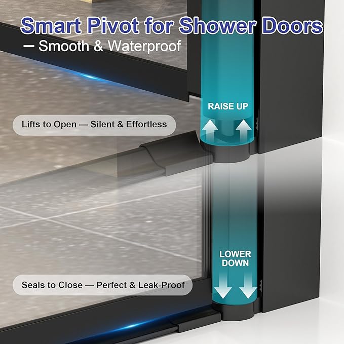 Frameless Pivot Shower Door 34"-36" W x 72" H, Swing Shower Glass Doors with Nano Explosion-Proof Film Tempered Glass 1/4"(6mm) Reversible Installtion, Matte Black Finish