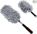 2 PCS Microfiber Car Dusters, Scratch Free Auto Exterior Dust Brust Set with Extendable Duster, Multipurpose Soft Brushes Dusting Supplies for Cars Trucks SUVs Motorcycles (Gray)