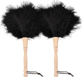 Ostrich Feather Duster 12 Inch Handheld Duster Supplies, Wooden Handle Feather Duster for Cleaning Keyboard Home Car Office (Black 2Pcs)
