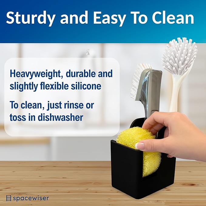 TidyNook Silicone Sink Caddy - Sponge Holder for Kitchen Sink, Dish Brush Holder, Fits Scrub Daddy Sponges, Scrub Mommy, and all Dish Sponges, Compact Kitchen Sinks Organizer Caddy, No Rust