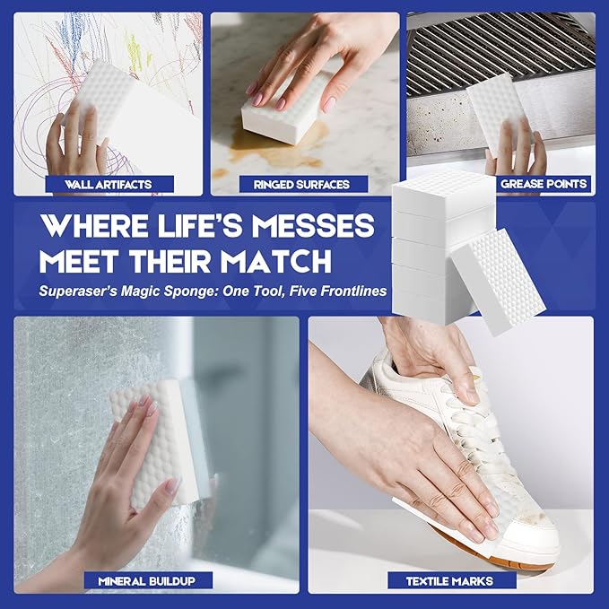 Magic Sponge Eraser, Bulk 100 Pack of Industrial Melamine Sponges for Janitorial, Office & Deep Cleaning Duties
