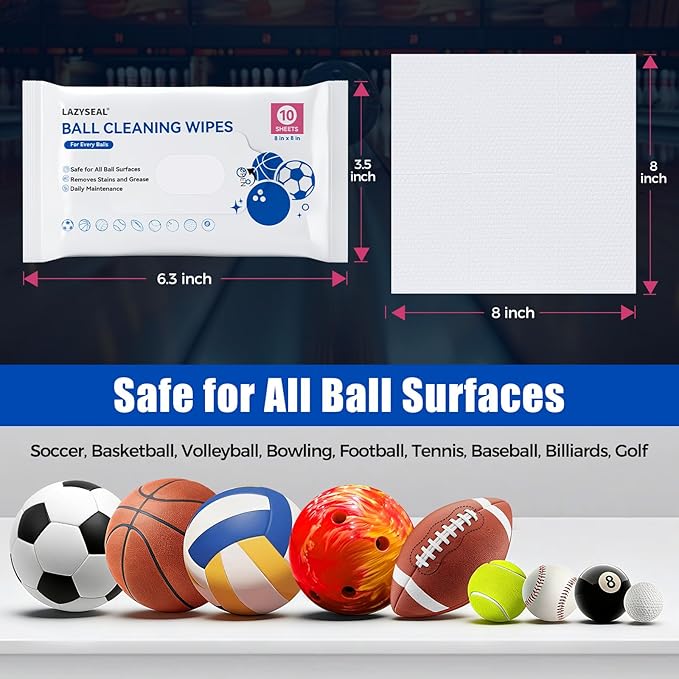 50 Count Bowling Ball Cleaning Wipes Removes Grime, dust, Oil from Ball Surfaces Includes Portable, resealable Pouch Suitable for All Ball Types Cleans, maintains extends Ball lifespan