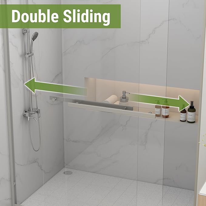 Shower Door 44-48" W * 72" H, Brushed Nickel Double Sliding Shower Door with 1/4"(6mm) Tempered Glass, Shower Glass Door Easy to Clean