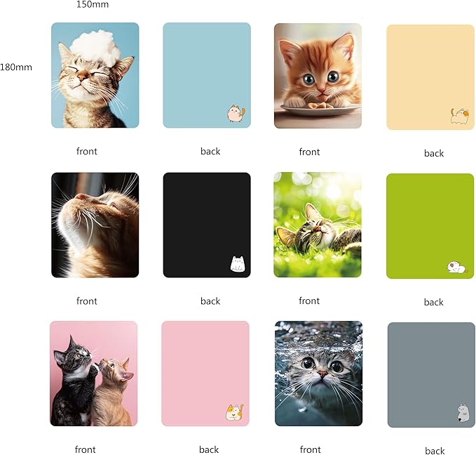 Anywind Microfiber Glasses Cleaner Cloth,Cute Cat Cleaning Clothes for Eyeglass,Phone, Screens, Camera Lens -6pcs