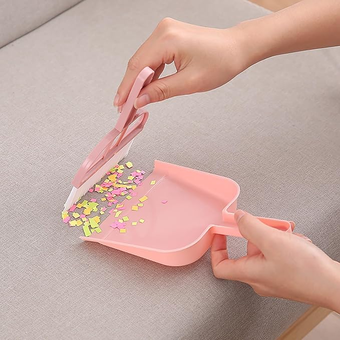 Mini Dustpan and Brush Set, Household Lightweight Portable Dust Pan with Handle,Compact Mini Handheld Hand Broom and Dustpan Set for Cleaning Sweeping Table Pet Kitchen Indoor Office Camping Home