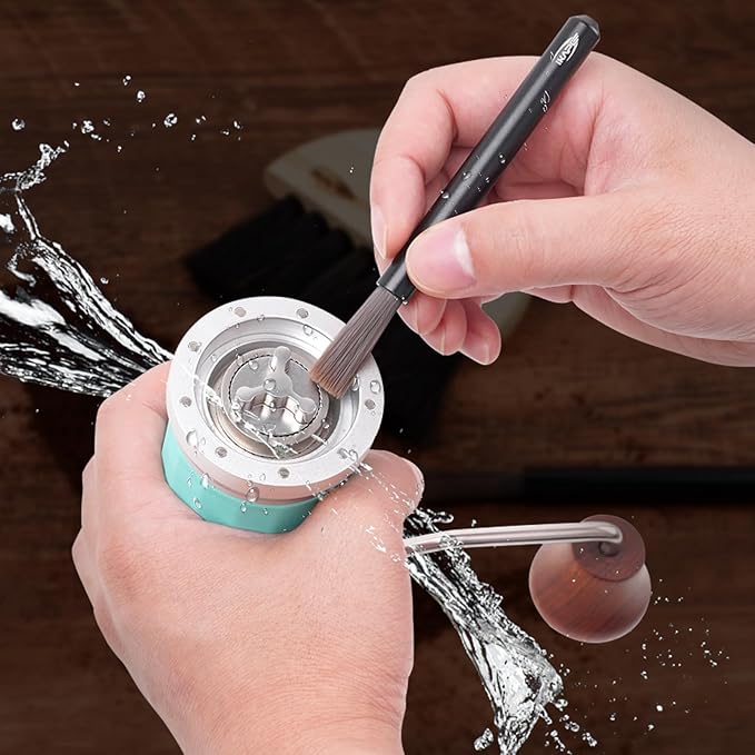 IKAPE Espresso Coffee Accessory, Cleaning Brush Set —— a Fan-Shaped Brush & an Aluminum Brush Exquisite Set —— Elevate Your Espresso Experience