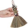 Smoky Quartz Witch Broom - Witchcraft Supplies with Deer Design Mini Witches Broomstick Altar Supplies with Natural Healing Crystals Wiccan Supplies Prayers Meditation Therapy Decor